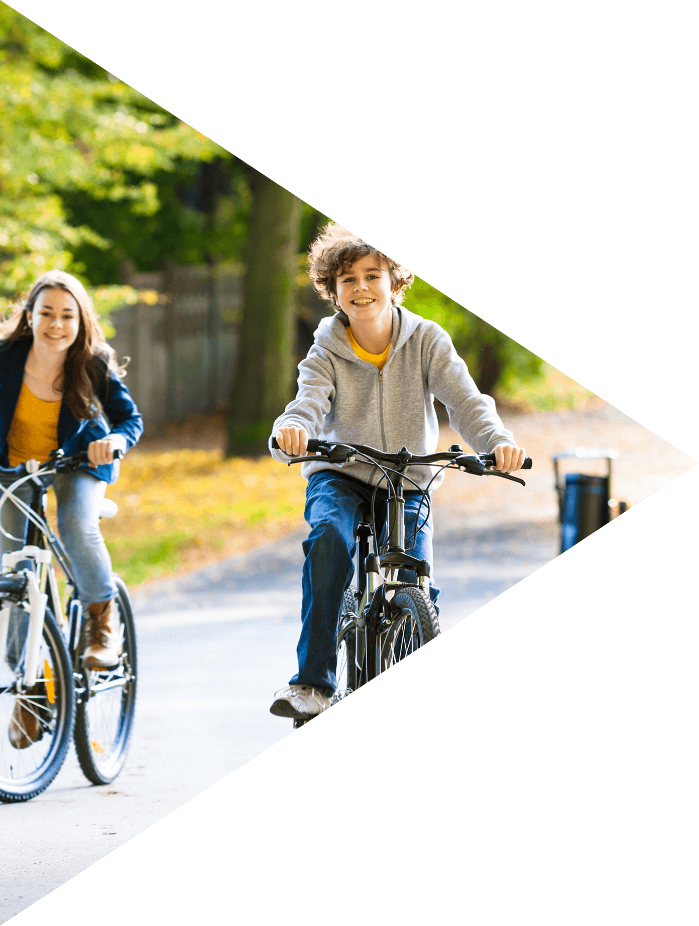 Image showing a girl and a boy riding bikes