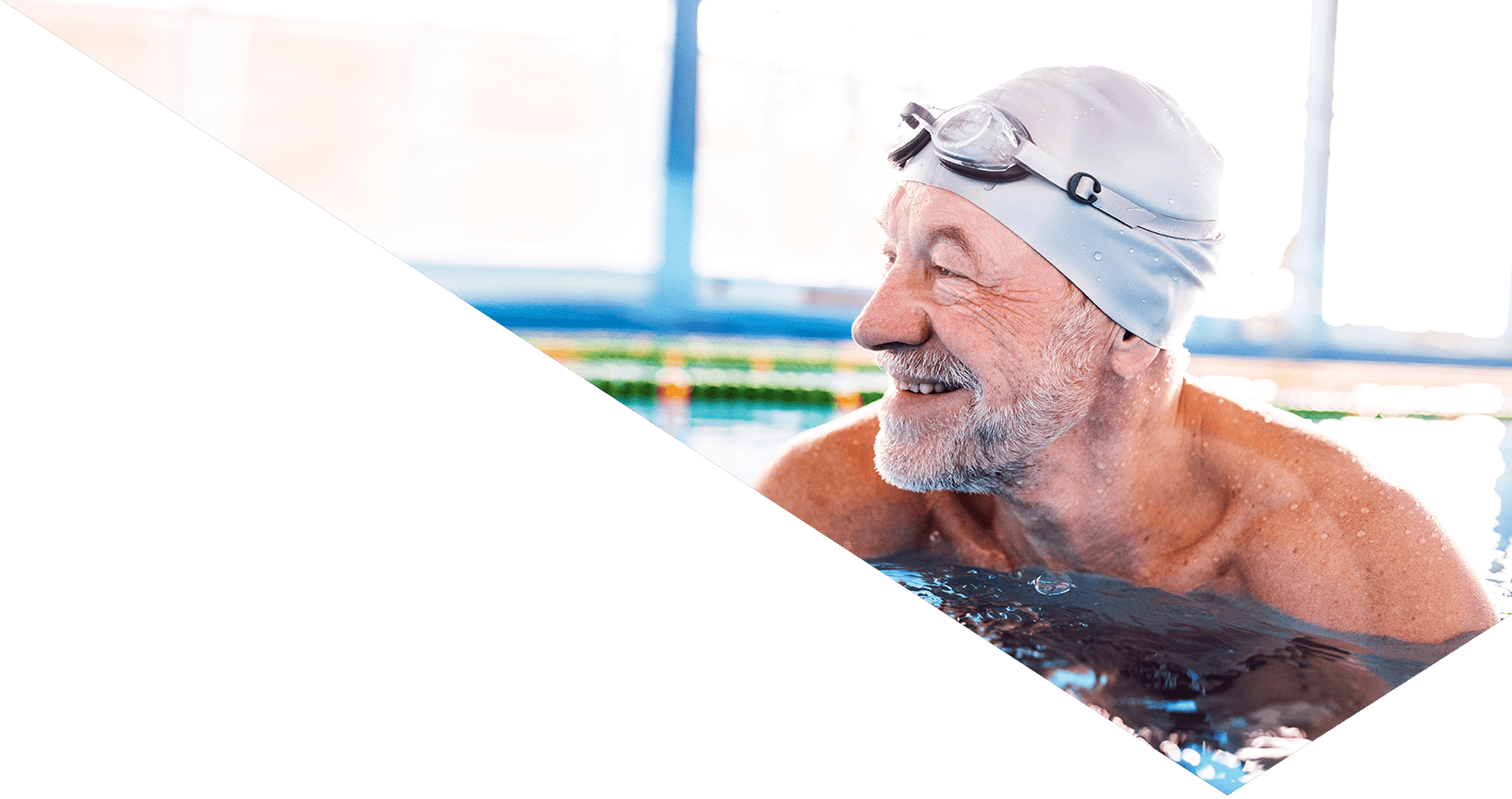 Image showing an old man swimming