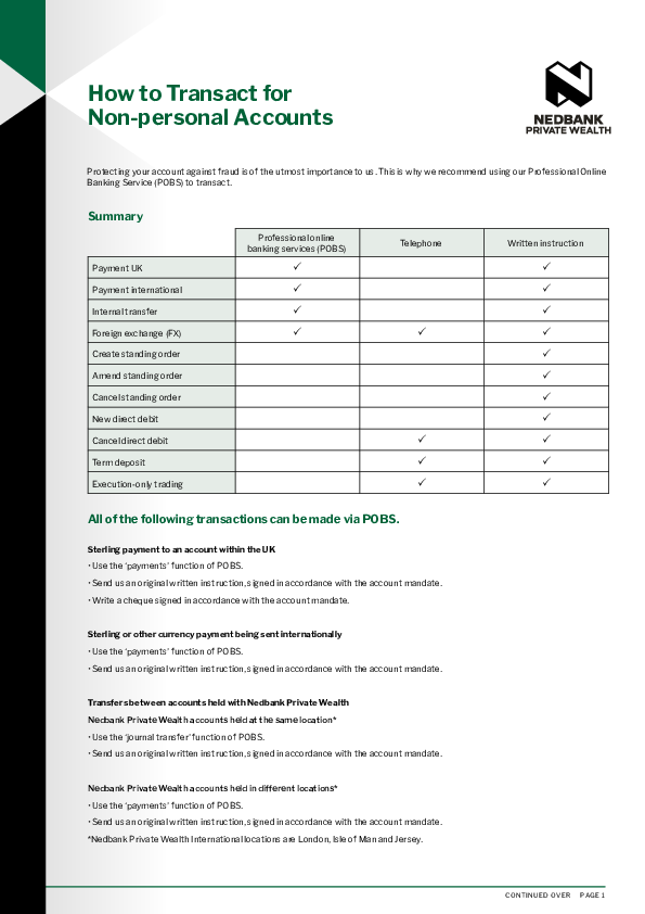 How to transact (non-personal accounts)