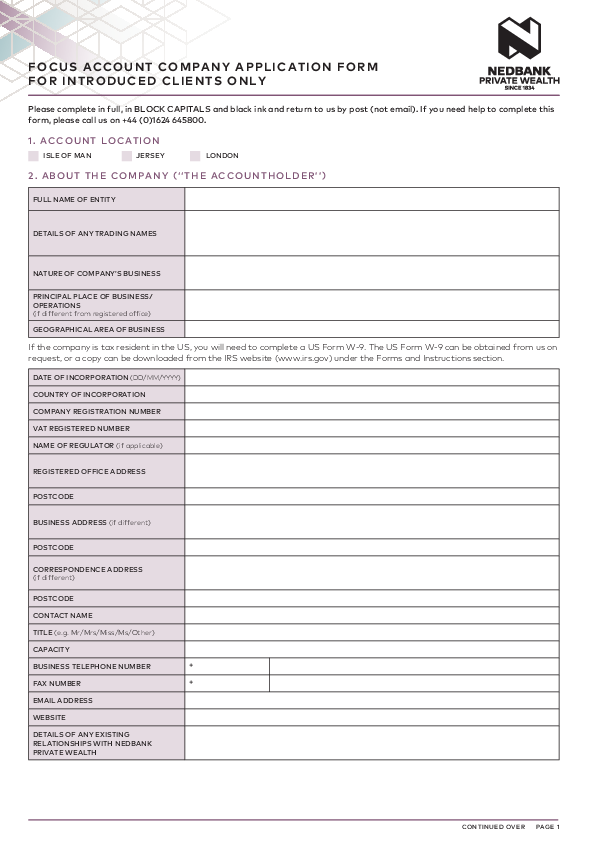 Corporate application form – Introduced clients