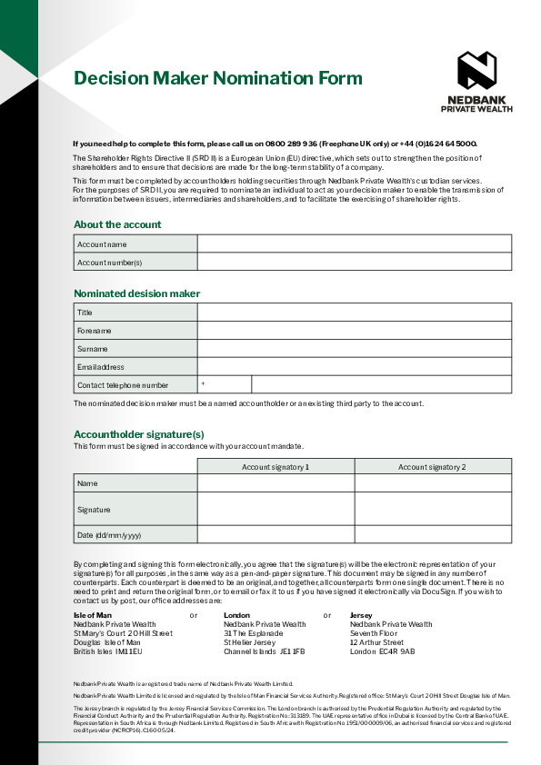 SRD II decision maker form