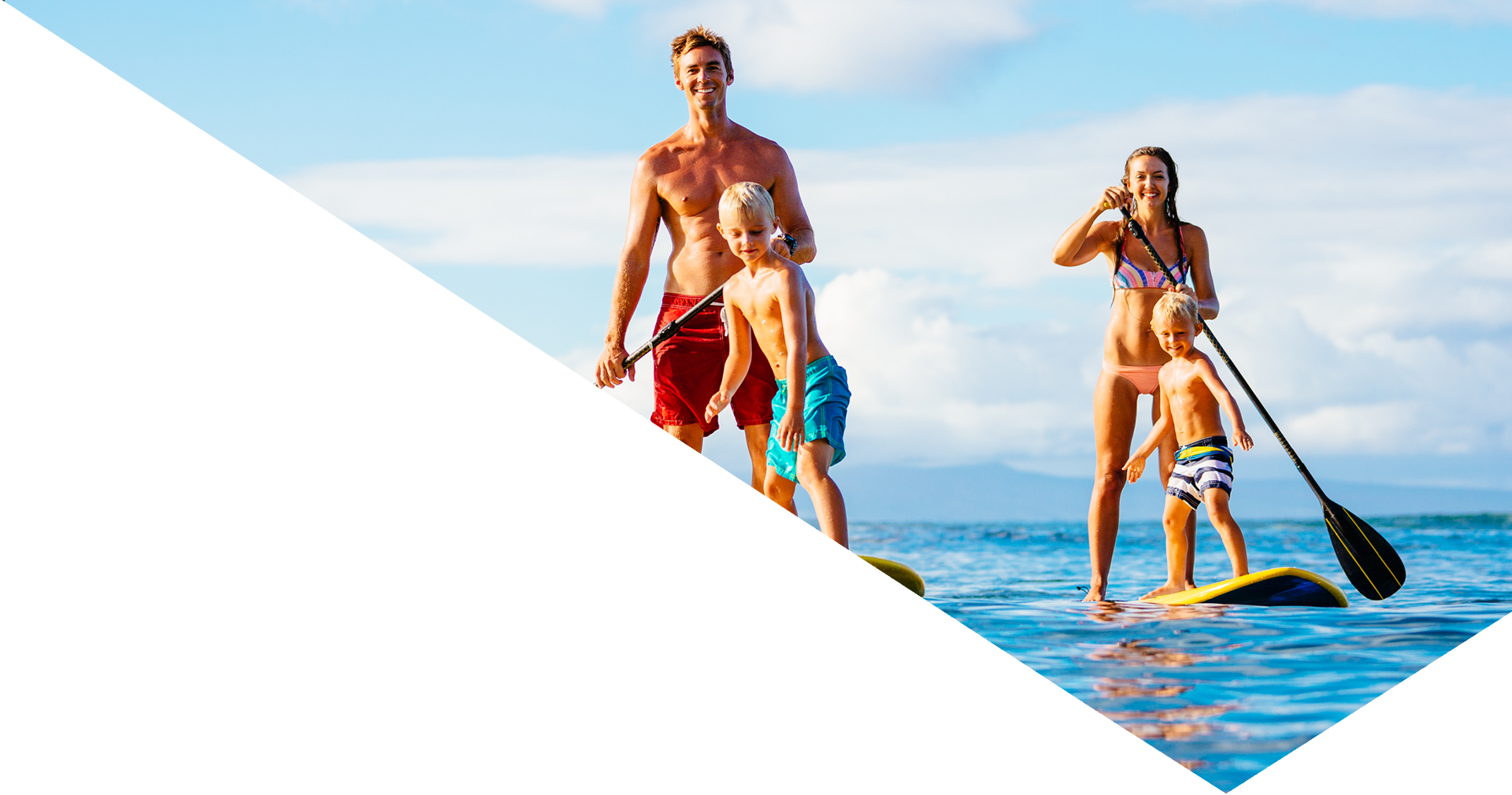 secure-a-triple-borrower mortgage-header-family having-fun-stand-Up-Paddling-Together-in-the-Ocean