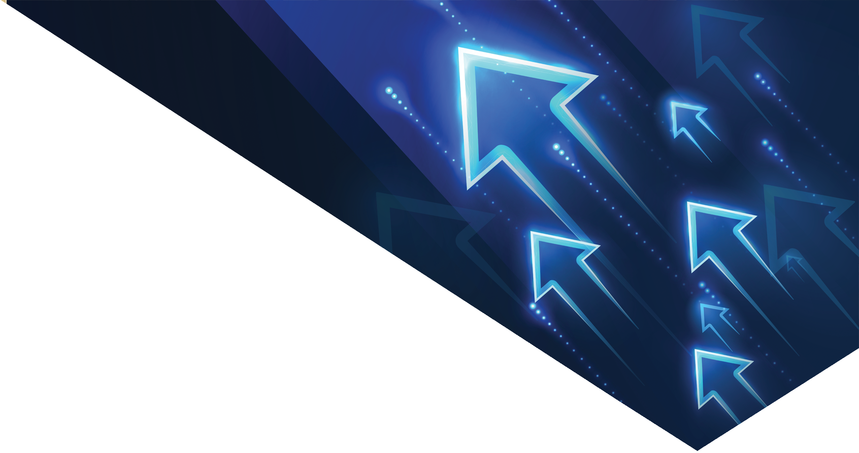 Up arrows on deep blue background space with one big arrow. Business growth, development progress, financial company statistic, investment grow concept