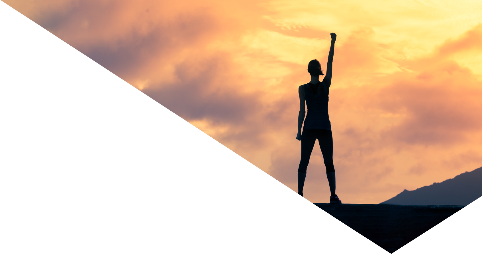 Image showing Woman with fist in the air. Feeling motivated, strength and courage concept.