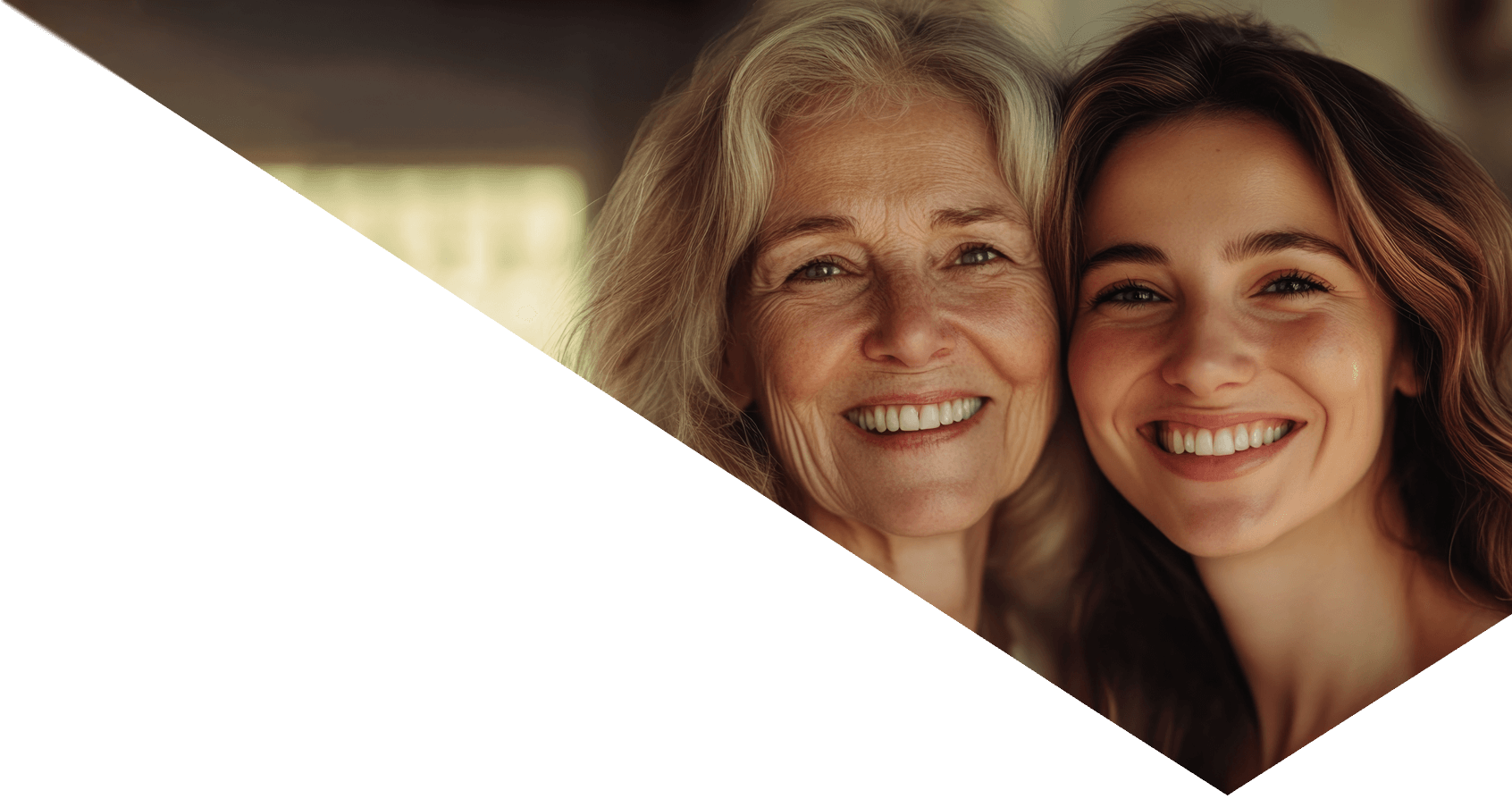 One young woman and one older woman next to each other