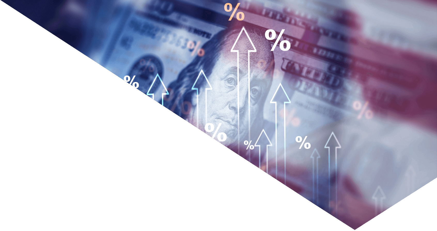 dollar bill with American flag and market graphs
