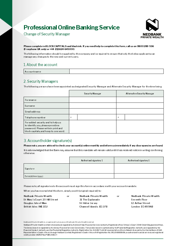 Change of security manager