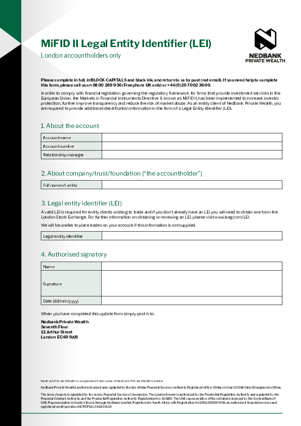 Legal entry identifier form