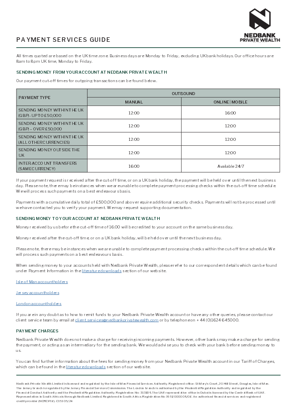 Payment services guide
