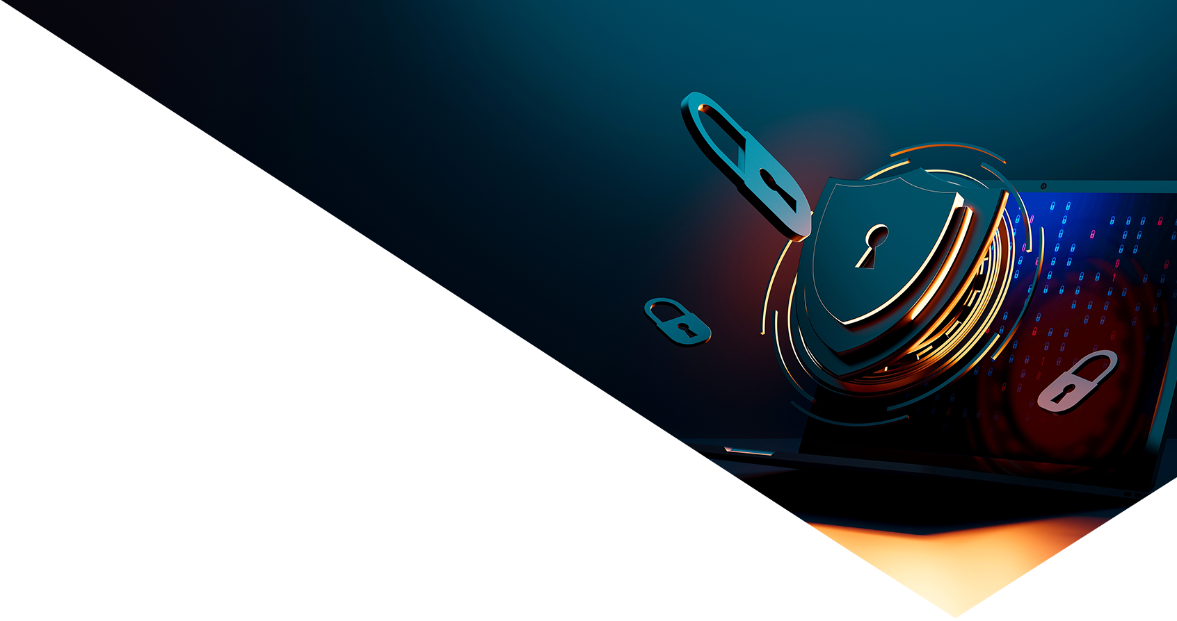 Image showing a close up of a shield and some locks on a laptop